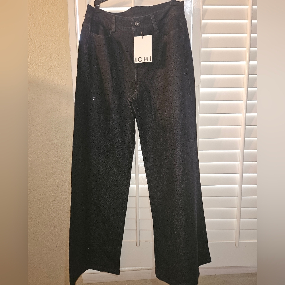ICHI Black Wide-Leg Pants With A Little Bling